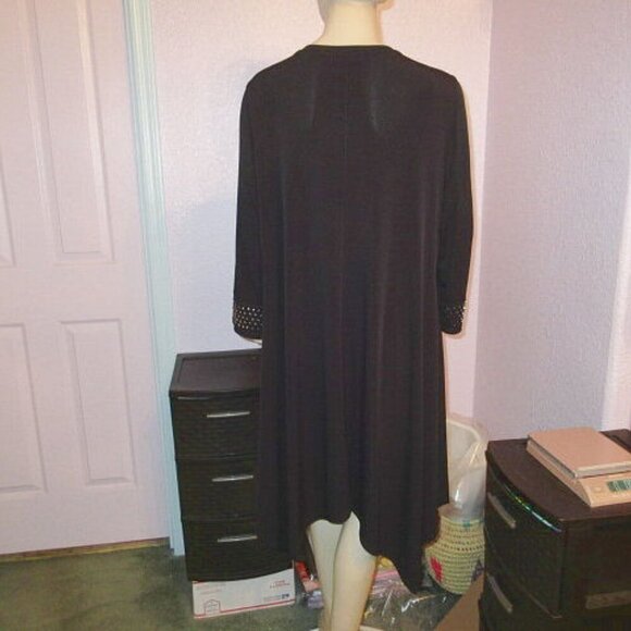 IC by Connie K Slinky Knit Dress Size XL Pockets Embellished LBD Asymmetrical - Picture 8 of 11